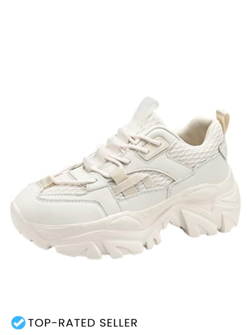 Men's Chunky Platform Sneakers Mesh Breathable Lace-Up Casual Shoes